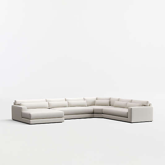 Retreat 4-Piece L-Shaped Wedge Bench Sectional Sofa with Extra Wide Chaise Lounge