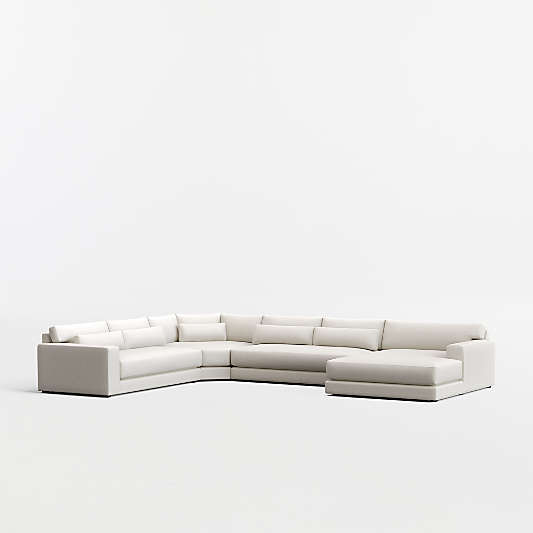 Retreat 4-Piece L-Shaped Wedge Bench Sectional Sofa with Extra Wide Chaise Lounge