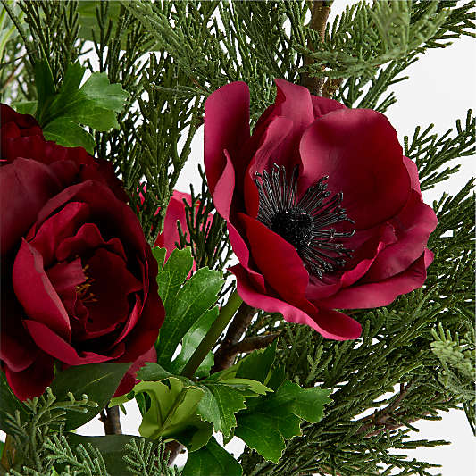 Faux Ruby Red and Cypress Stem Bundle