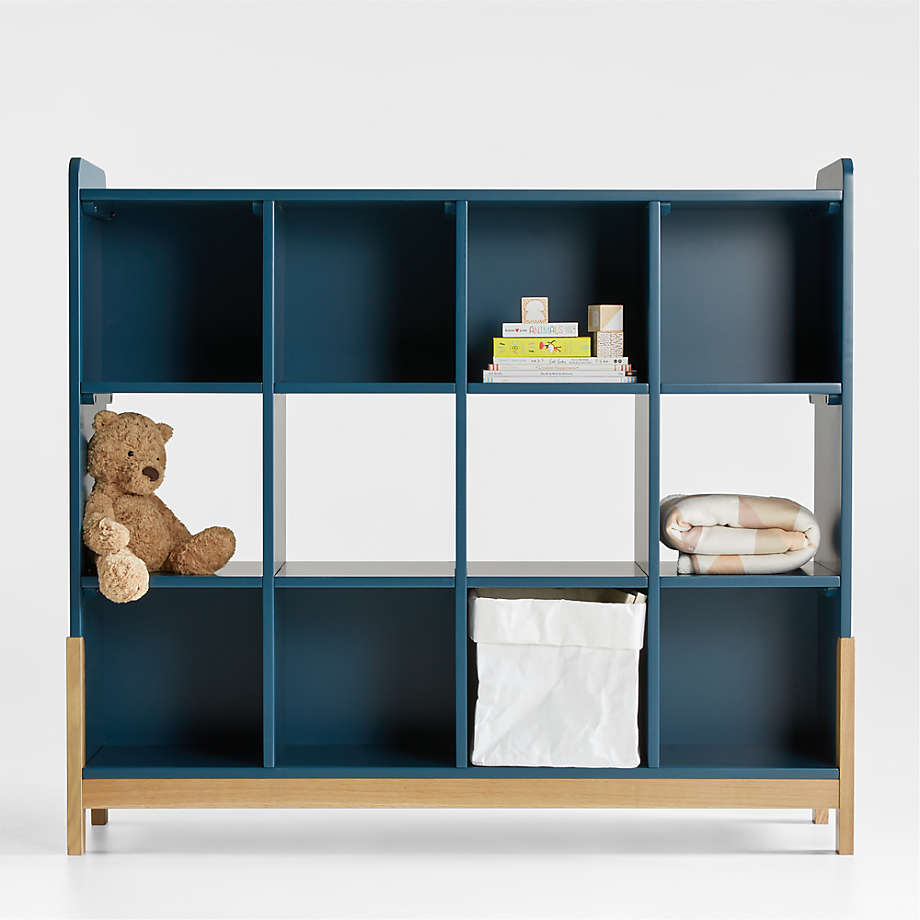 Rue Midnight Blue Wood 12Cube Kids Bookcase Crate & Kids