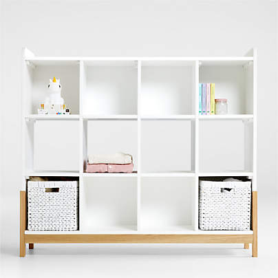 Rue White Wood 12-Cube Bookcase