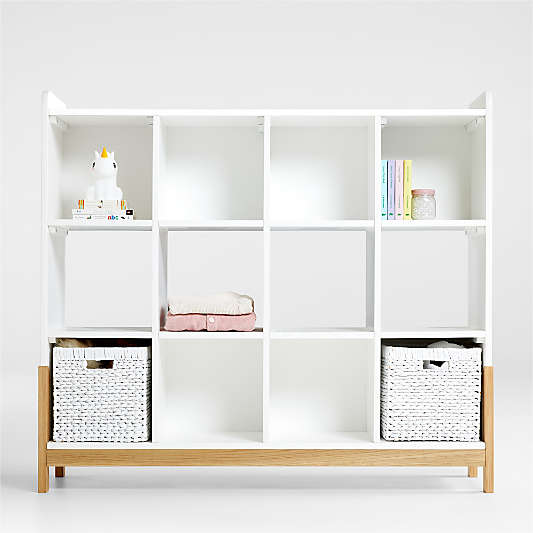 Rue White Wood 12-Cube Bookcase