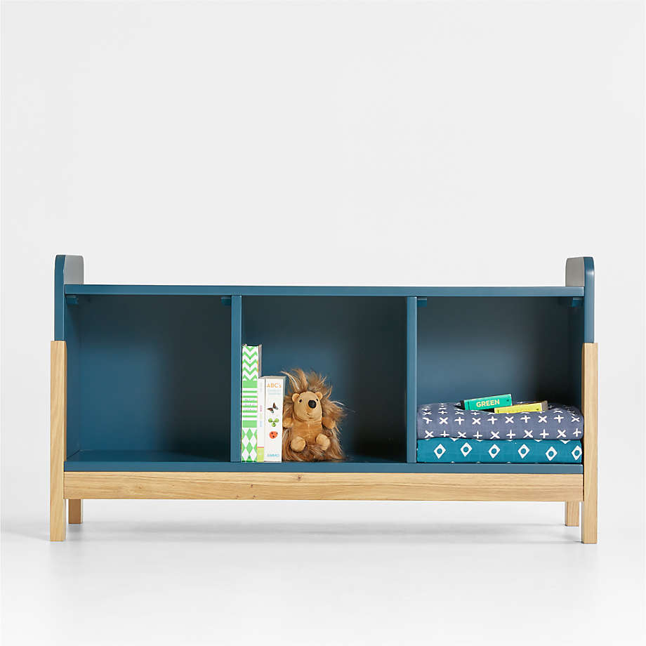 Rue Midnight Blue Wood 3Cube Low Kids Bookcase & Board Game Storage + Reviews Crate & Kids Canada