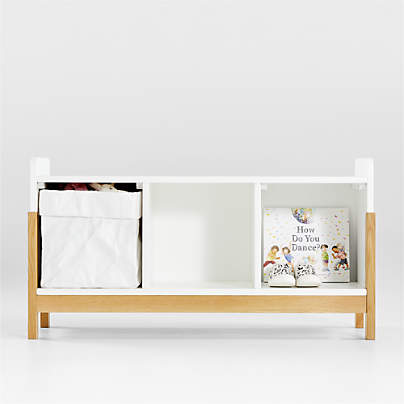 Rue White Wood 3-Cube Low Bookcase