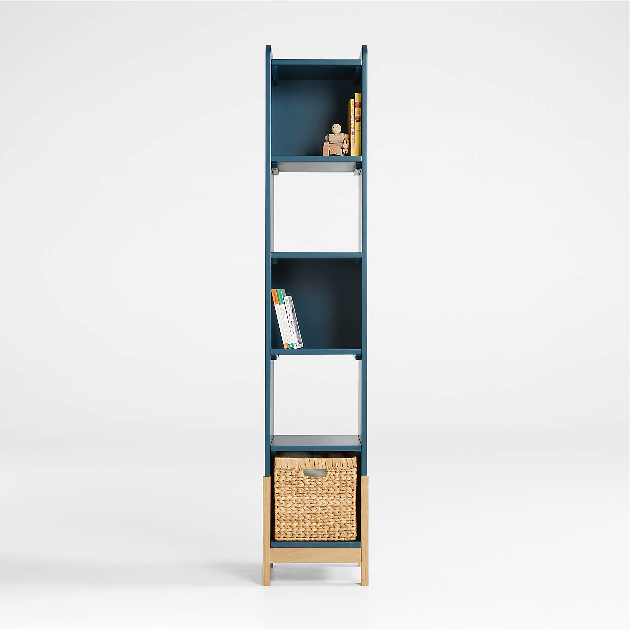 Rue Midnight Blue Wood Narrow 5Shelf Kids Bookcase + Reviews Crate
