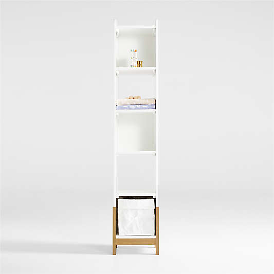 Rue White Wood 5-Shelf Narrow Bookcase