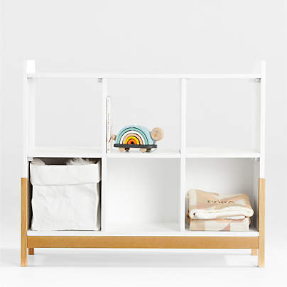 Rue White Wood 6-Cube Montessori Bookcase