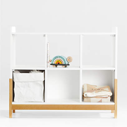 Rue White 6 Cube Low Bookcase Crate, Modern White Low Bookcase
