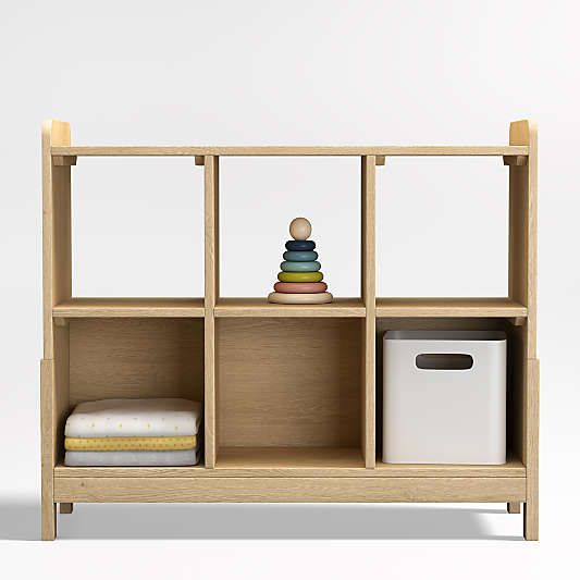 Rue Natural Wood 6-Cube Low Bookcase