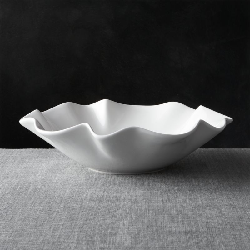 White Ruffle 15" Large Bowl - image 0 of 14