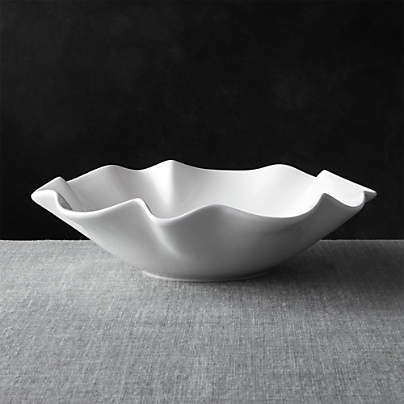 White Ruffle 15" Large Bowl