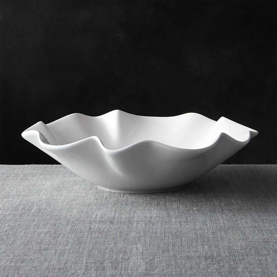 White Ruffle 15" Large Bowl + Reviews | Crate & Barrel