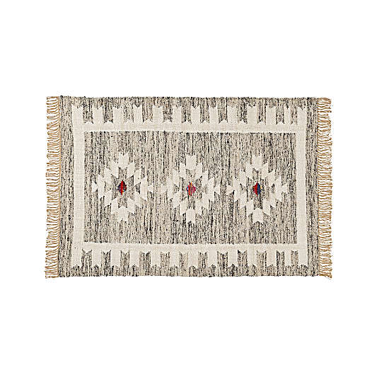 Flat-Weave Southwestern Kids Rug with Fringe 5x8