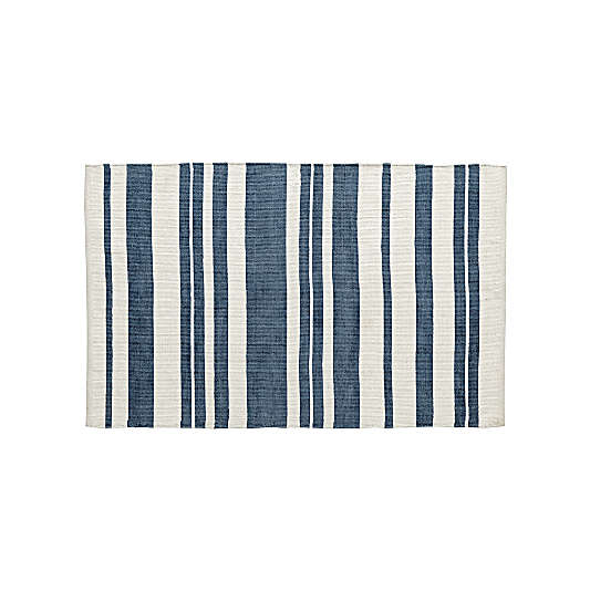 Barcode 5x8' Blue Striped Rug