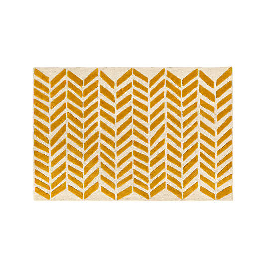 Hand-Tufted Yellow Chevron Kids Rug 5x8