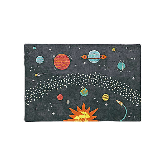 Dark Blue Outer Space Kids Rug 8x10