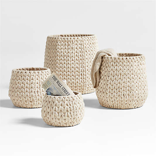 Rulon White Woven Storage Baskets