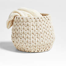 Rulon White Medium Open Storage Tote Basket + Reviews | Crate & Barrel