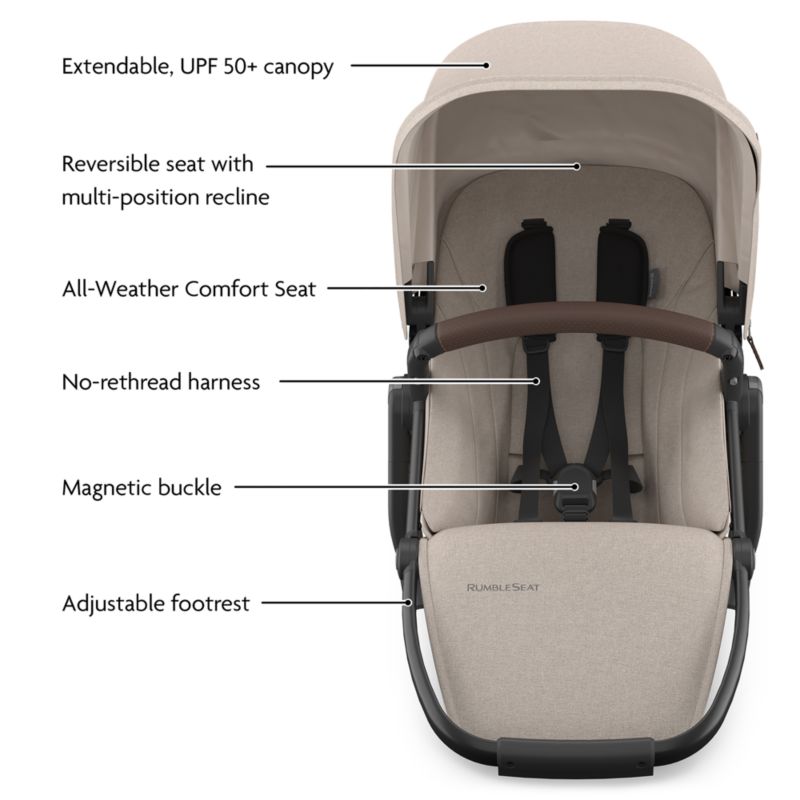 UPPAbaby ® RumbleSeat V3 Ada Sandstone Melange with Carbon Frame Baby Stroller Seat - image 4 of 7
