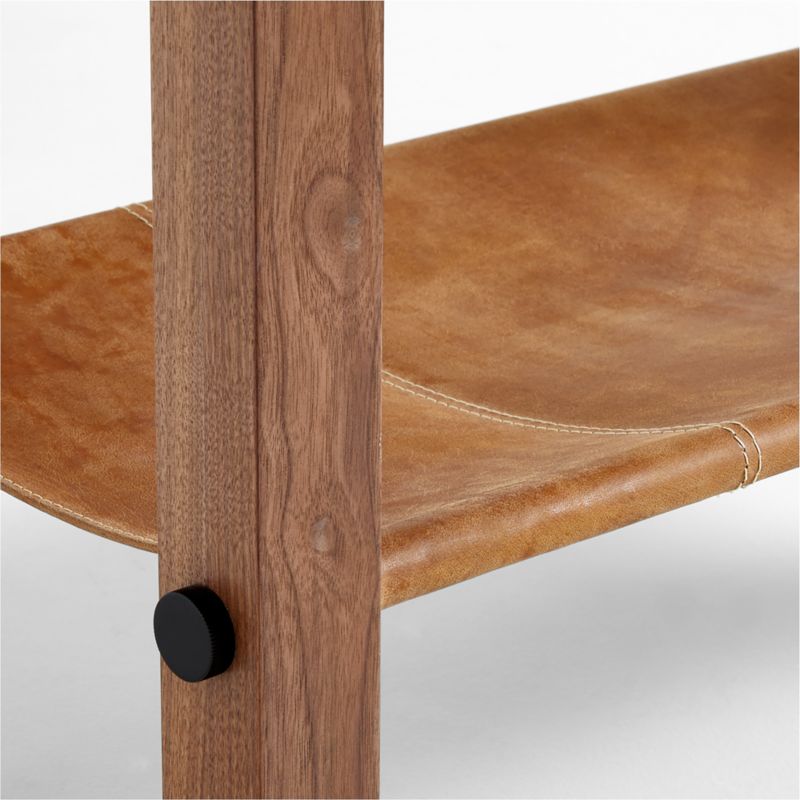 Shinola Runwell Leather and Wood Console Table with Shelf