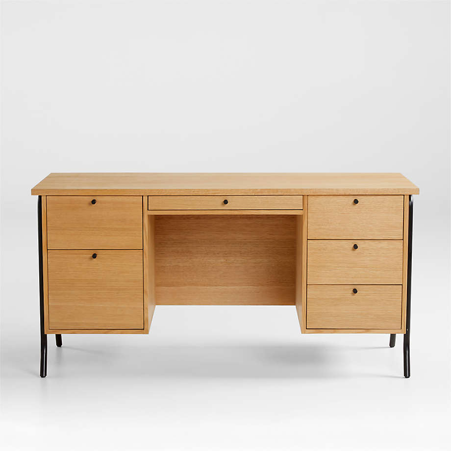 Macie Wood Desk  White oak desk, Oak desk, Light wood desk