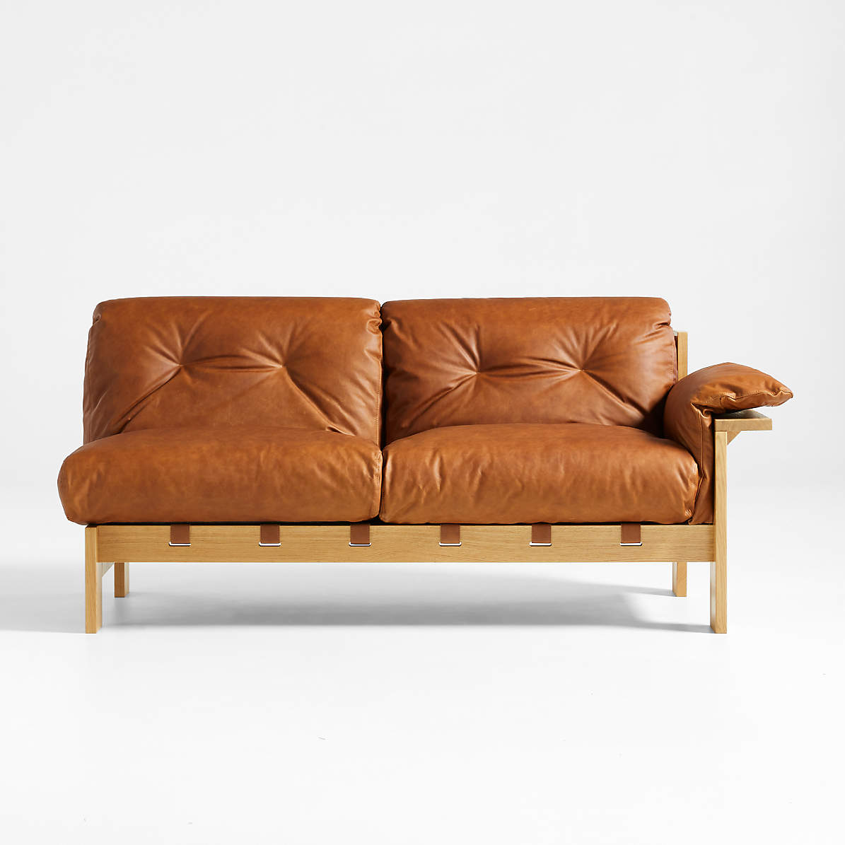 Shinola Runwell Wood Frame Right Arm, Leather Sofa Wooden Furniture