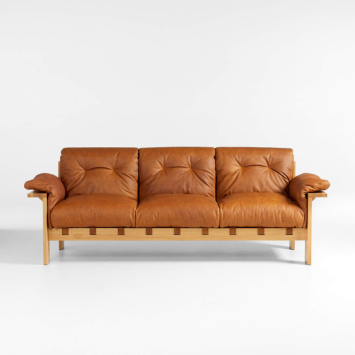 Shinola Runwell Wood Frame Leather Sofa, Leather And Wood Furniture