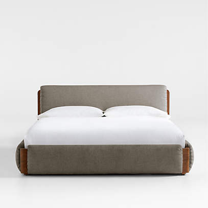 Shinola Runwell King Dark Grey Upholstered Bed Crate Barrel Shinola Runwell King Dark Grey, Grey Tufted Bed King