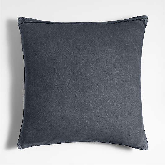 Ruched Jacquard Organic Cotton 20"x20" Midnight Navy Throw Pillow with Feather Insert