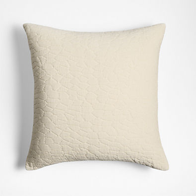 View Ruched Jacquard Organic Cotton 20"x20" Travertine Beige Throw Pillow with Down-Alternative Insert details