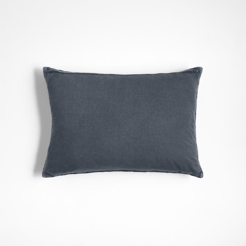 Ruched Jacquard Organic Cotton 22x15 Midnight Navy Throw Pillow with Feather Insert