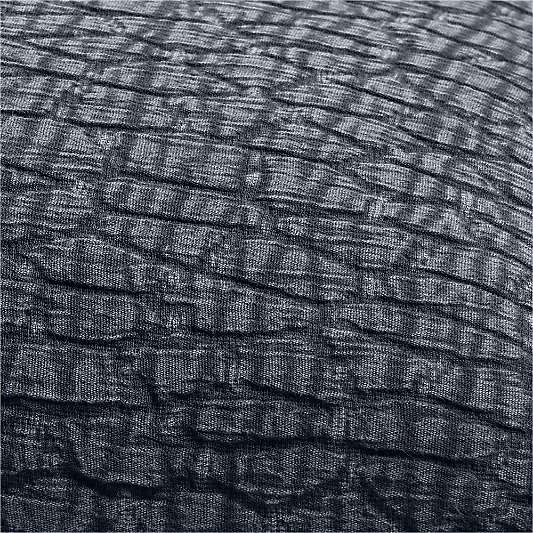 Ruched Jacquard Organic Cotton 22"x15" Midnight Navy Throw Pillow with Down-Alternative Insert