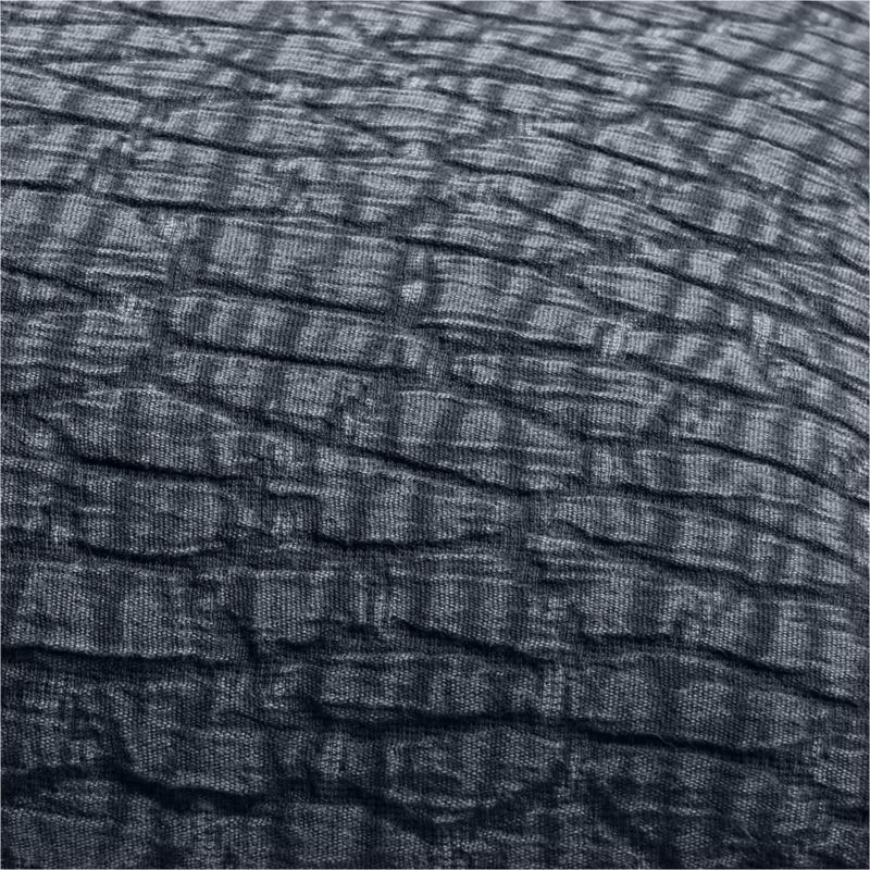 Ruched Jacquard Organic Cotton 22x15 Midnight Navy Throw Pillow with Feather Insert