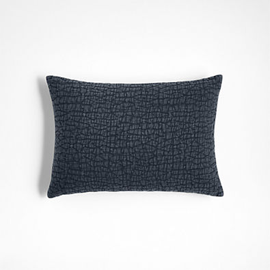 View Ruched Jacquard Organic Cotton 22x15 Midnight Navy Throw Pillow Cover details