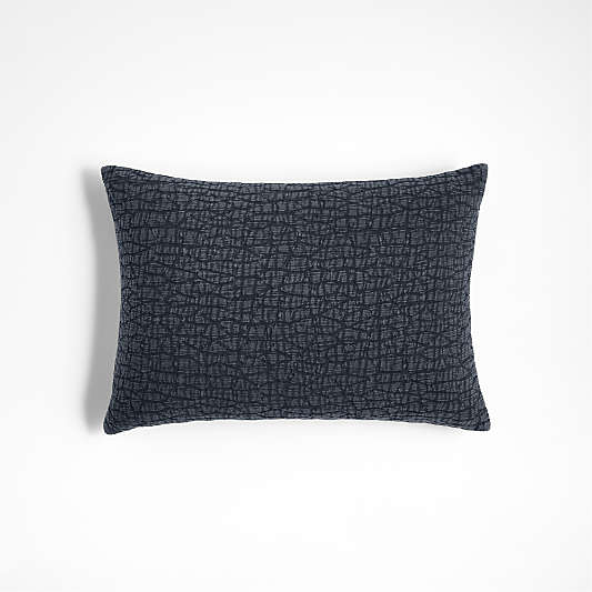 Ruched Jacquard Organic Cotton 22"x15" Midnight Navy Throw Pillow