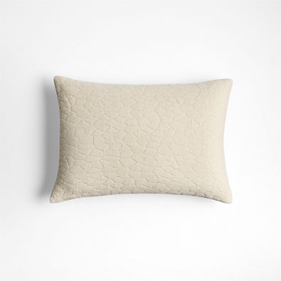 View Ruched Jacquard Organic Cotton 22x15 Travertine Beige Throw Pillow with Down-Alternative Insert details