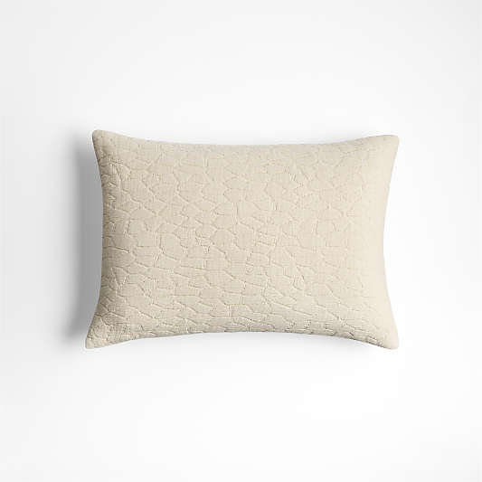 Ruched Jacquard Organic Cotton 22"x15" Travertine Beige Throw Pillow