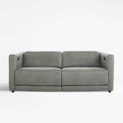 Russo Leather Power Reclining Sofa, Modern Leather Recliner Sofa