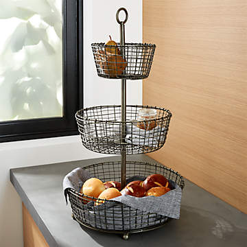 Wood Fruit Basket, 2 Tier Kitchen - KIWI HOMIE