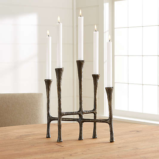 Rustic Bronze Metal Centerpiece Taper Candle Holder