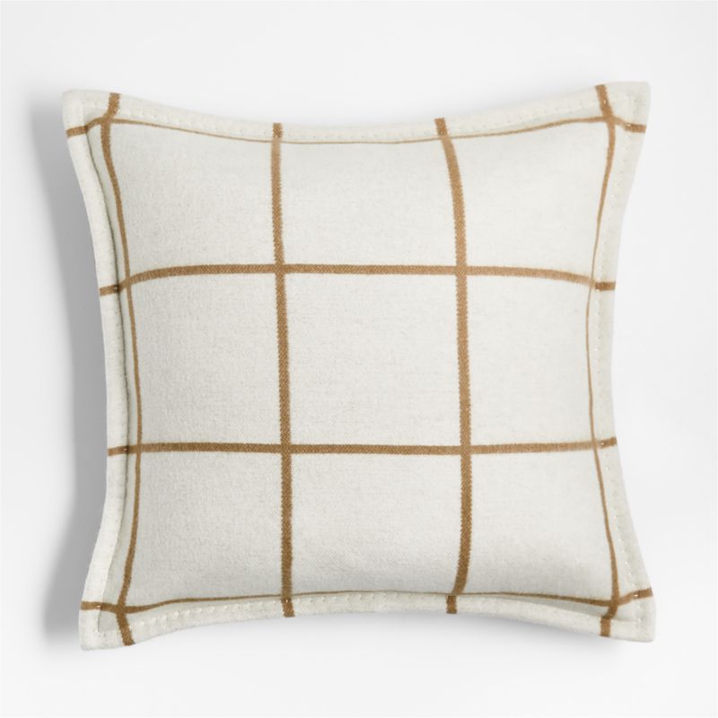 Arctic Ivory Reversible Merino Wool Windowpane 20 x20 Throw Pillow Crate Barrel