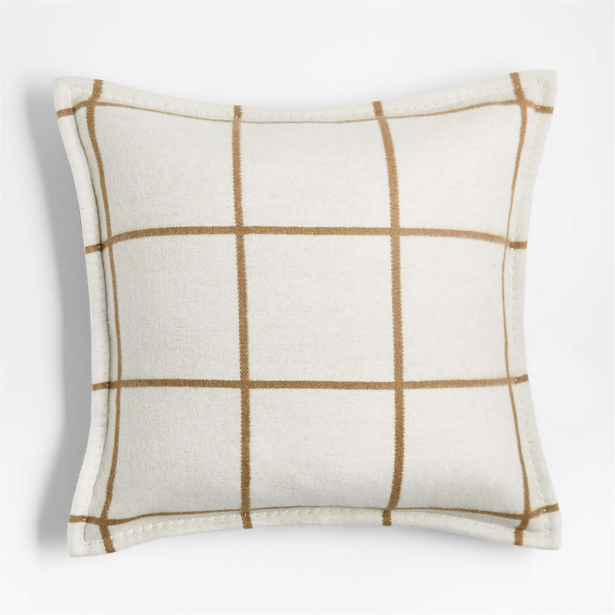 Arctic Ivory Reversible Merino Wool Windowpane 20"x20" Throw Pillow with Feather Insert