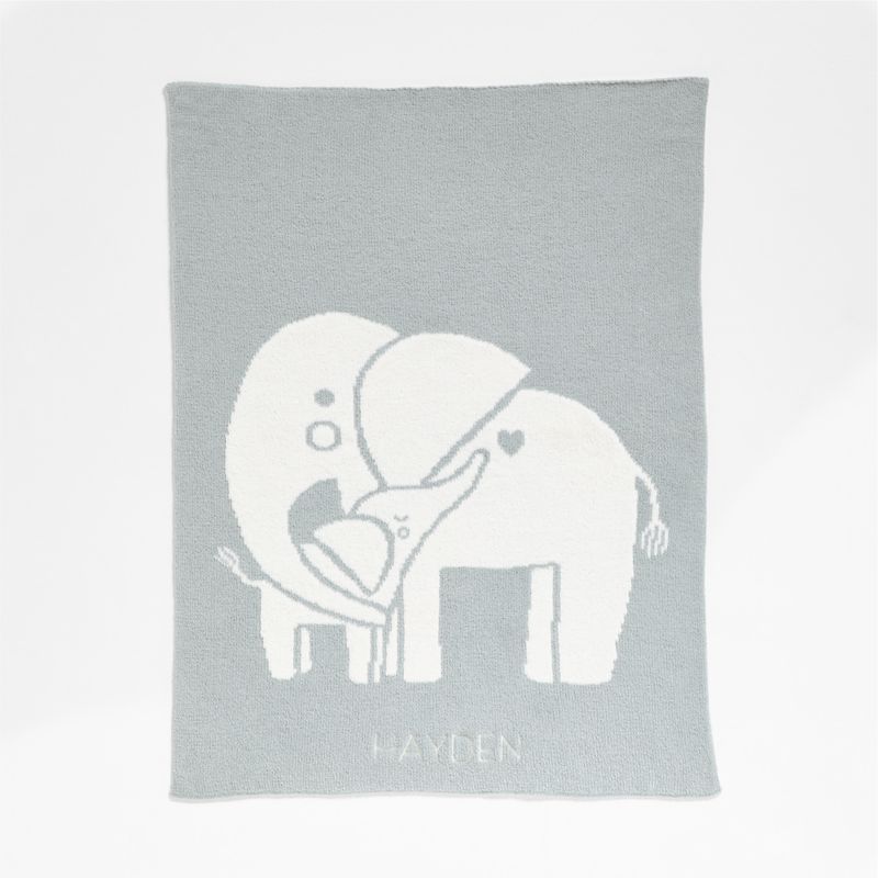 Reversible Sleepy Baby Blue Elephant Chenille Baby Stroller Blanket - image 2 of 7