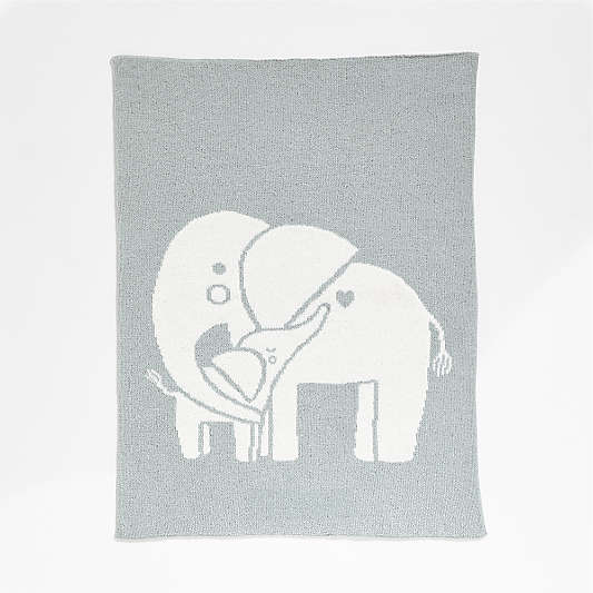 Reversible Sleepy Baby Blue Elephant Chenille Baby Stroller Blanket