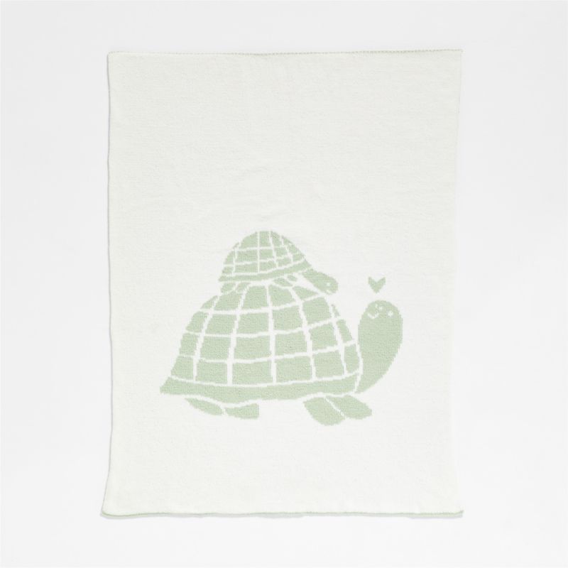 Reversible Sleepy Baby Green Turtle Chenille Baby Stroller Blanket - image 5 of 7