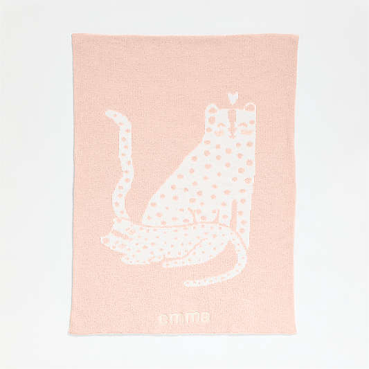 Reversible Sleepy Baby Light Pink Leopard Chenille Baby Stroller Blanket