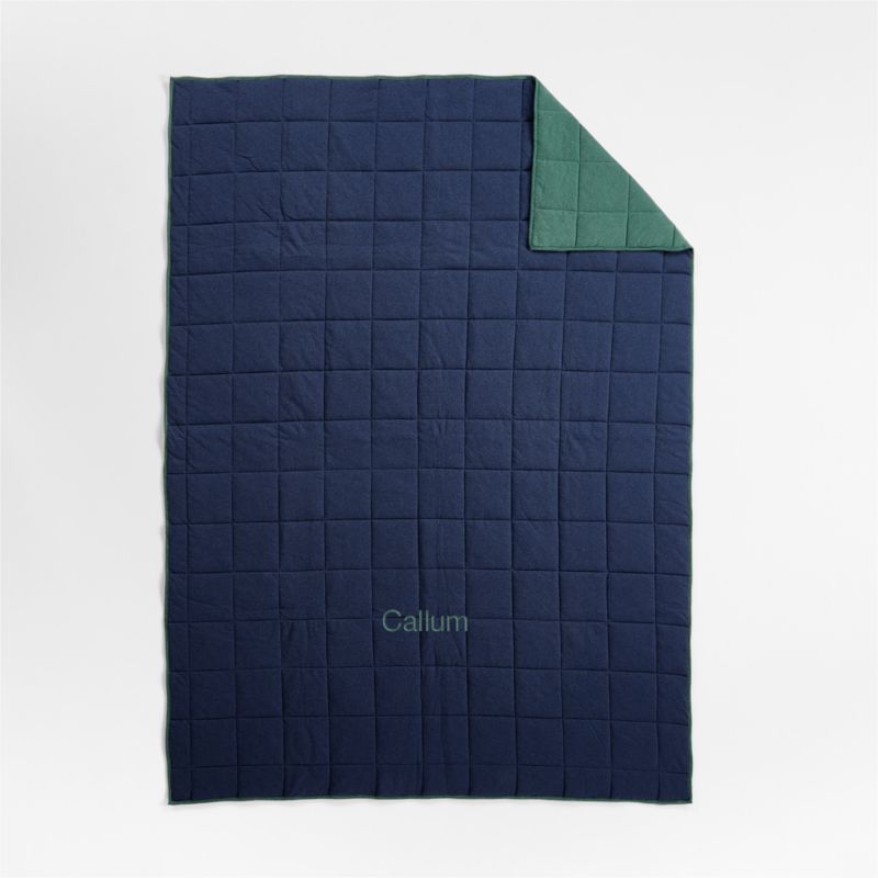 Comfy Tee Navy Blue Reversible Jersey Kids Twin Quilt - image 2 of 10