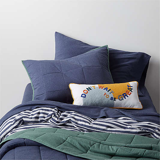 Comfy Tee Navy Blue Stripe Organic Cotton Jersey Kids Duvet Cover