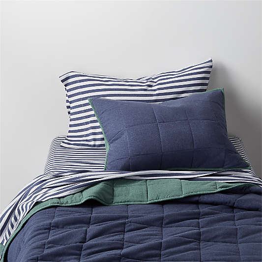 Comfy Tee Blue Stripe 100% Organic Cotton Jersey Kids Queen Sheet Set