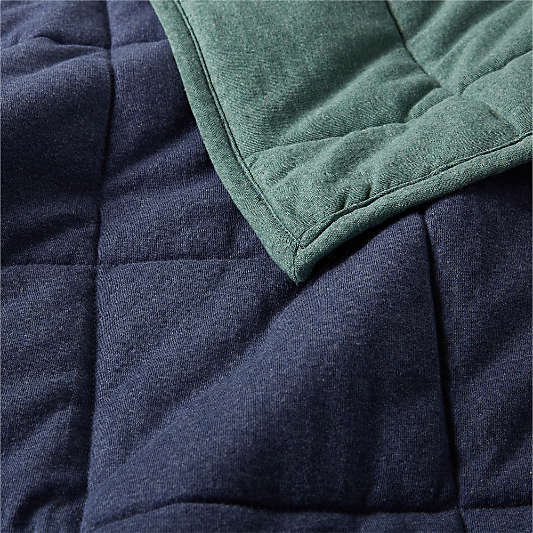 Comfy Tee Organic Cotton Jersey Reversible Navy and Green Twin XL Quilt